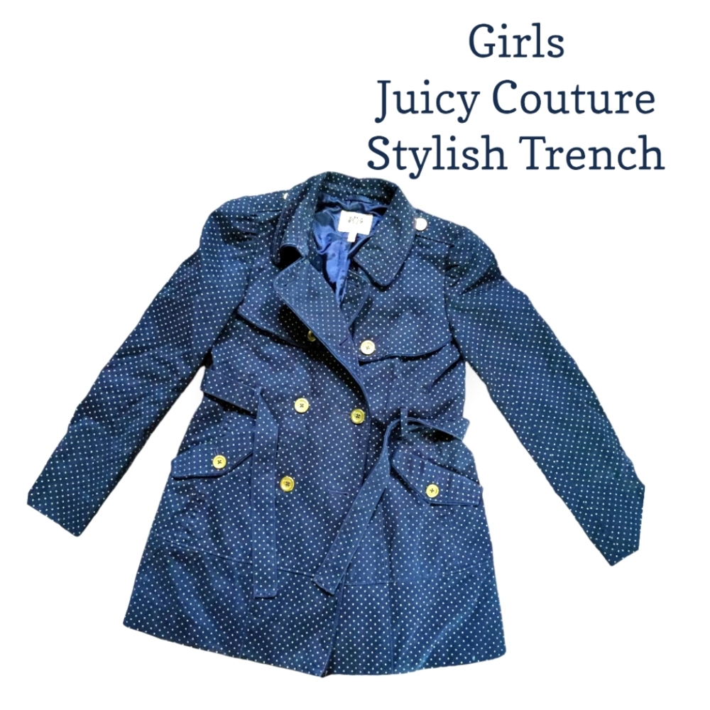 Girls Juicy Couture Polka Dot trench coat jacket y2k